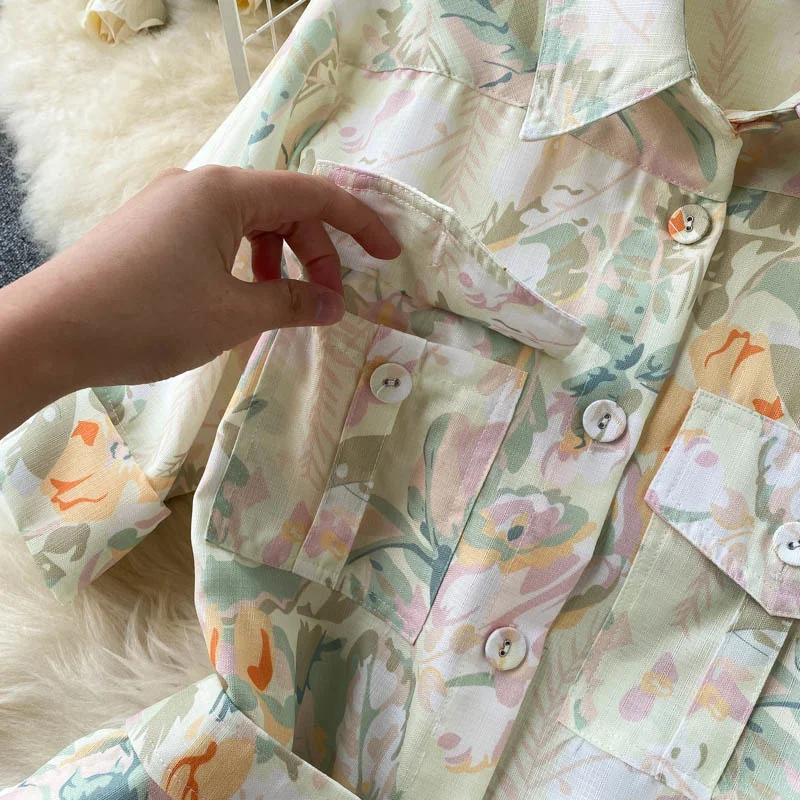 

Summer Fashion High Street Print Holiday Rompers Playsuits Vintage Loose Office Lady Jumpsuits Women Casual Beach Overalls