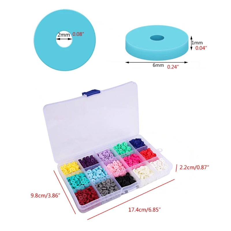 

066C 2600 Pieces Multicolos Polymer Clay Spacer Beads DIY for Making Jewelry Necklace