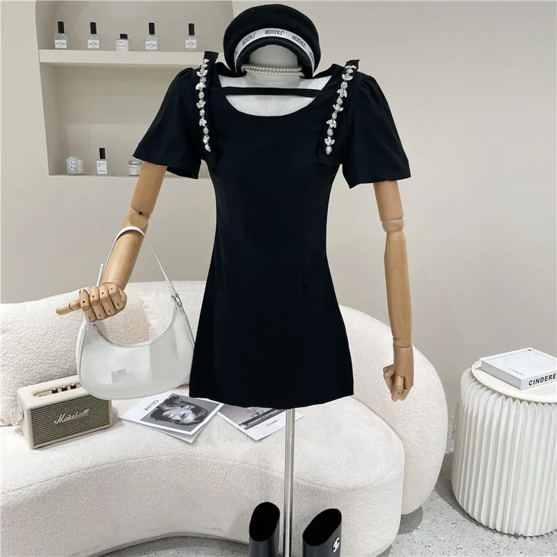 

Women's Spring Summer 2021 Fashion Bubble sleeve hollow out temperament Dress