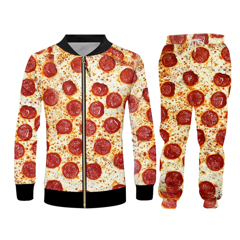 Мужские вечерние ные штаны CJLM с забавным 3d принтом пиццы на молнии капюшоном зиму