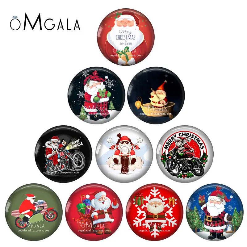 

Cartoon Christmas Santa Claus Patterns 12mm/14mm/16mm/18mm/20mm/25mm Round photo glass cabochon demo flat back Making findings