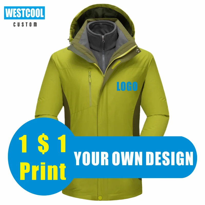 Jacket Outdoor Custom Logo Thick Tindproof Jacket Tops  Customized Pictures Autumn Winter Embroidery Men Clothing WESTCOOL