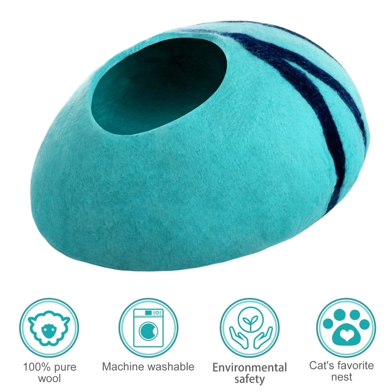 

Creative Egg Shape Cat Litter Cave Bed Soft Cotton Cushion Design Stable Warm