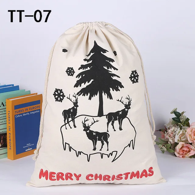 1 шт. Санта Рождественский подарок шнурок холст мешок большой Клаус Подарочный