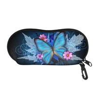 luxury eyeglass case blue butterfly design washable sunglasses protective bag glasses cases spectacle storage box travel pack