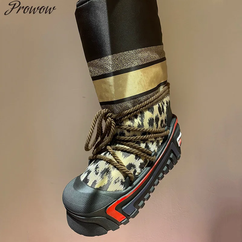 

Prowow 2021 Autumn And Winter New Thick Bottom Women's Snow Boots Fabric Warmth Cotton Boots Fashion Pattern Non-Slip Shoes