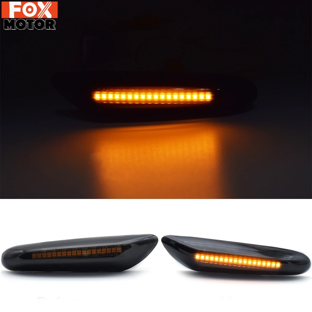 

2x Dynamic Side Marker Flowing Lights Car Styling Led Side Indicator Turn Signal Light Smoked Lens For BMW E46 E90 E83 E X1 X3