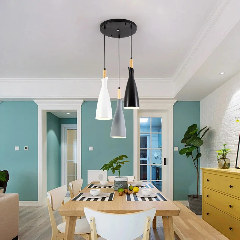 

Scandinavian Lamp Covers Shades Pendant Light Wooden Black White Minimalist Decor for Dining Room Kitchen Bedroom Indoor Fixture