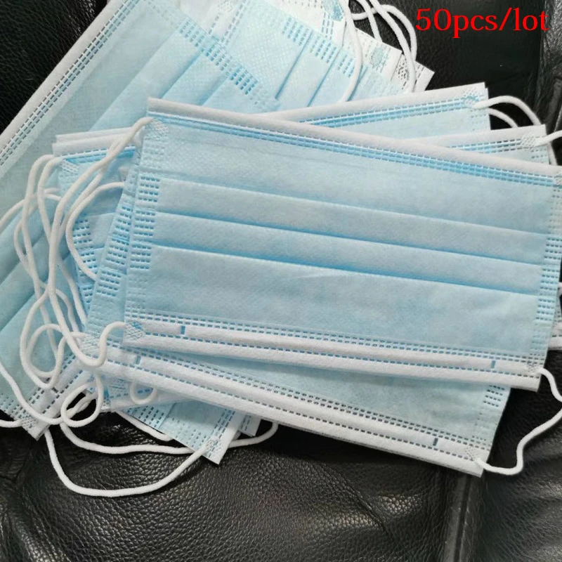 50 шт одноразовая 3-слойная маска для лица Пылезащитная анти-Пылезащитная против