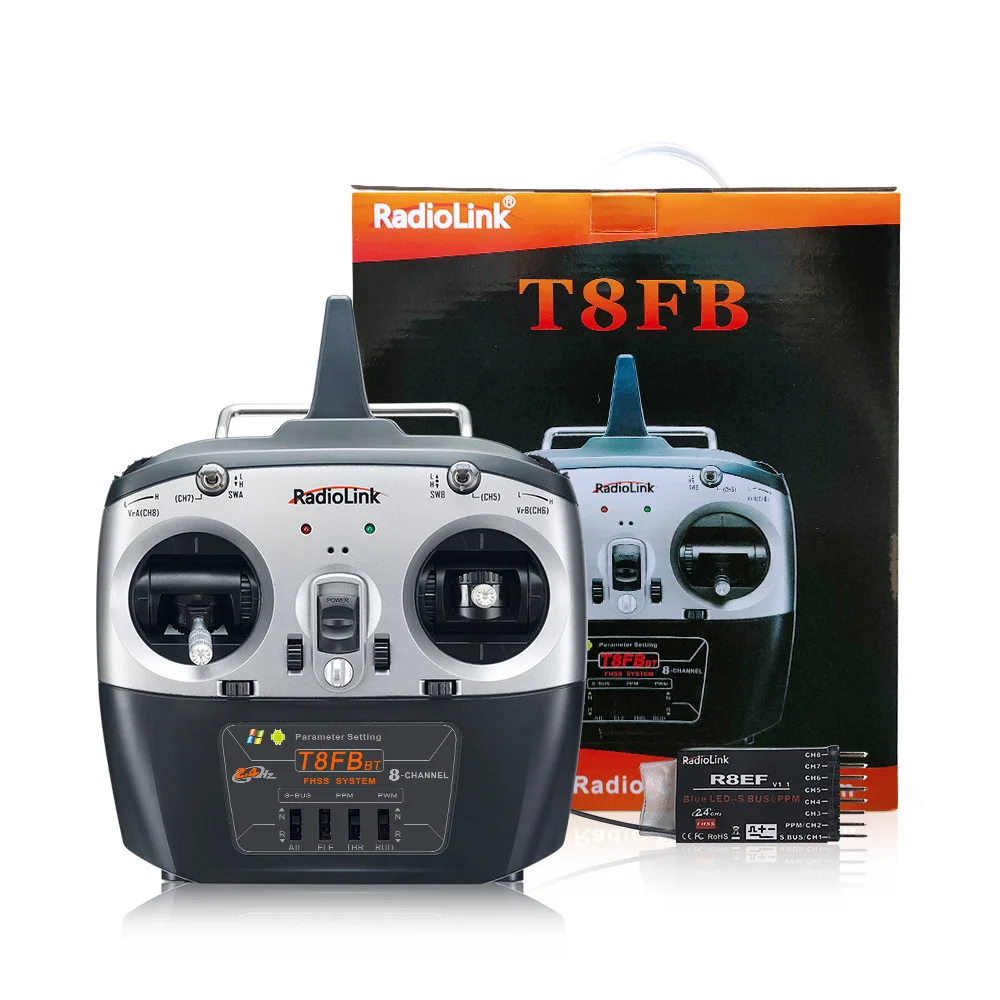 

Radiolink T8FB BT 8 Channels RC Transmitter and Receiver R8EF 2.4G Controller for Drone/Fixed Wing, Airplane and More