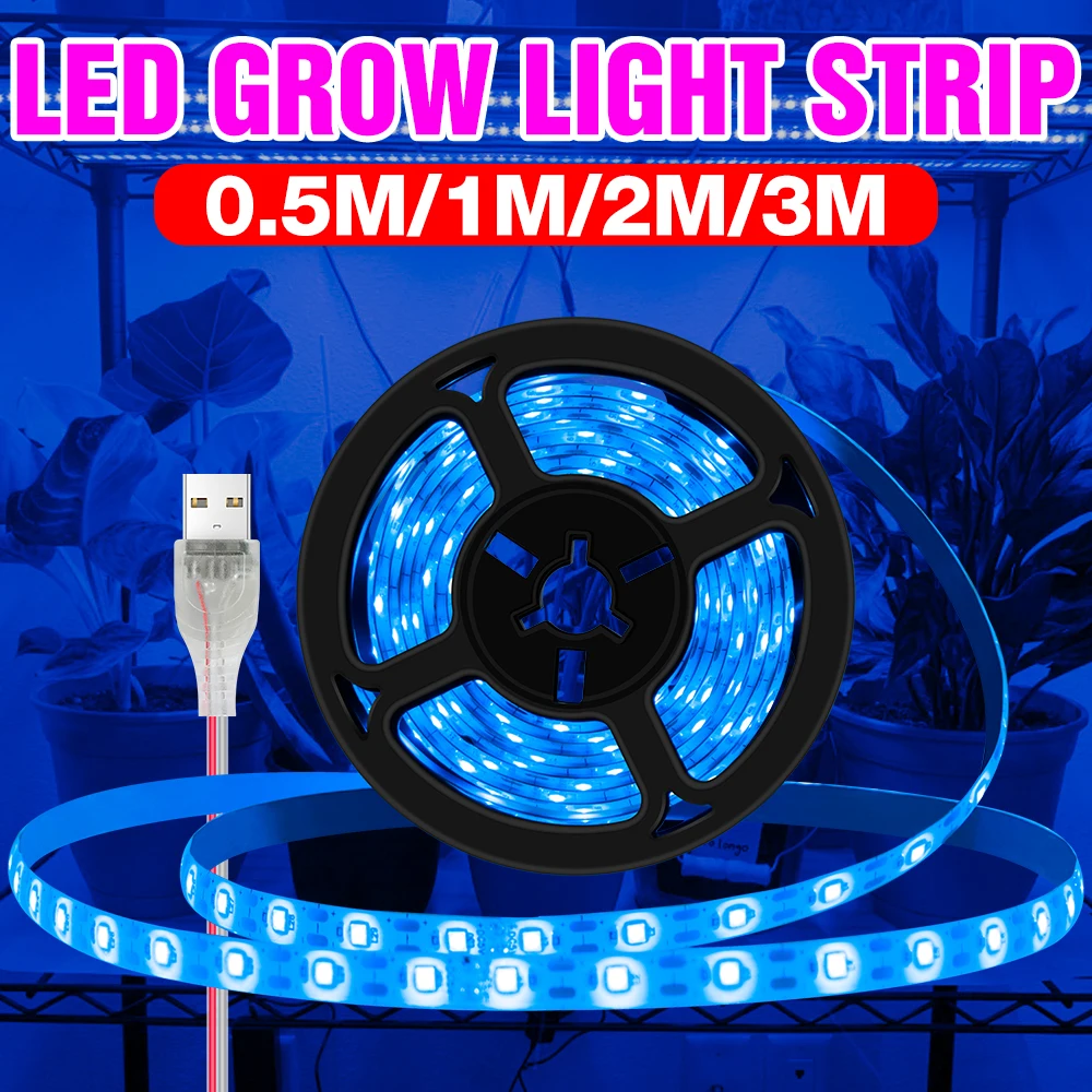 

USB LED 50cm 1m 2m 3m Plant Light Strip LED Full Spectrum Grow Lamp 2835 Waterproof LED Phyto Light Ribbon 5V Fito Lamp Grow Box