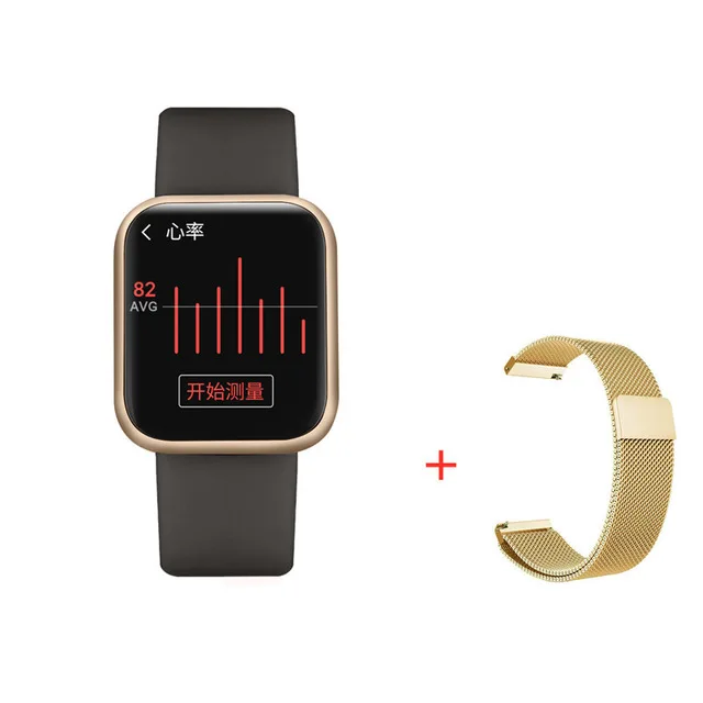 Double Strap Gold Vwar P80 полный сенсорный экран IP68 Водонепроницаемые Смарт-часы для iPhone Xiaomi Apple телефон мониторинг сердечного ритма для женщин и мужчин умные часы - Цвет: Double Strap Gold