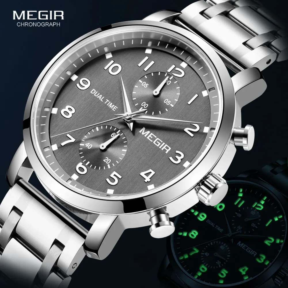 

MEGIR Men Watches Luxury Chronograph Watch for Man Waterproof Stainless Steel Quartz Wrist Watch Relogios Reloj Montre Часы Male