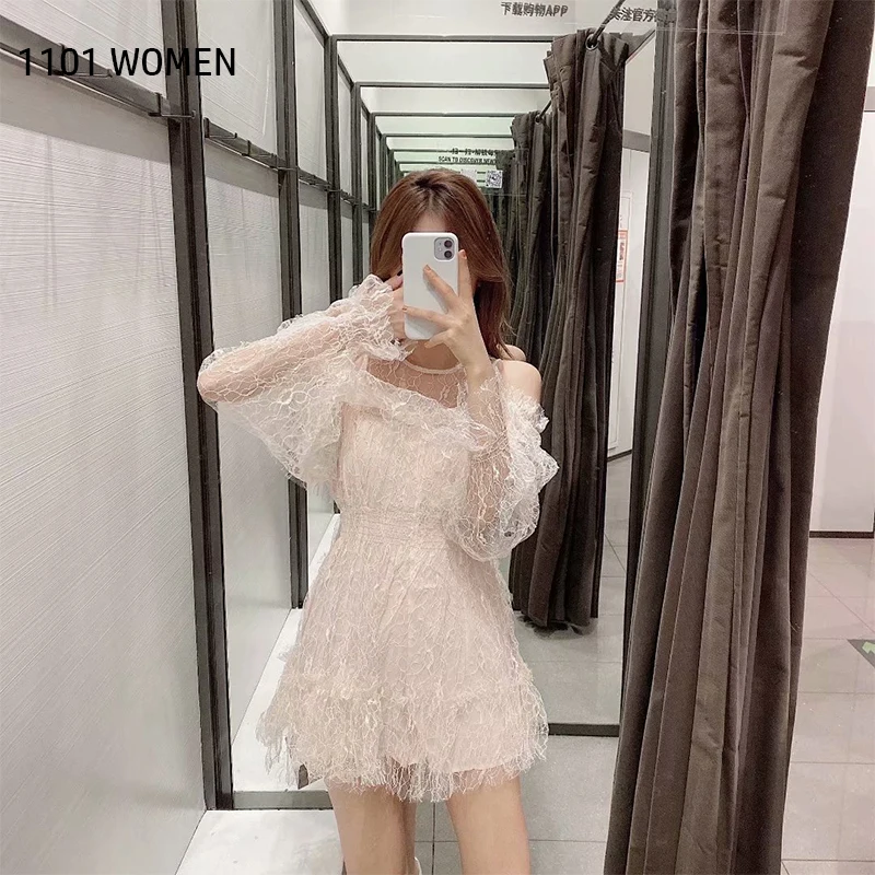 ZA Новое весеннее женское бежевое шифоновое платье с открытыми плечами и длинным