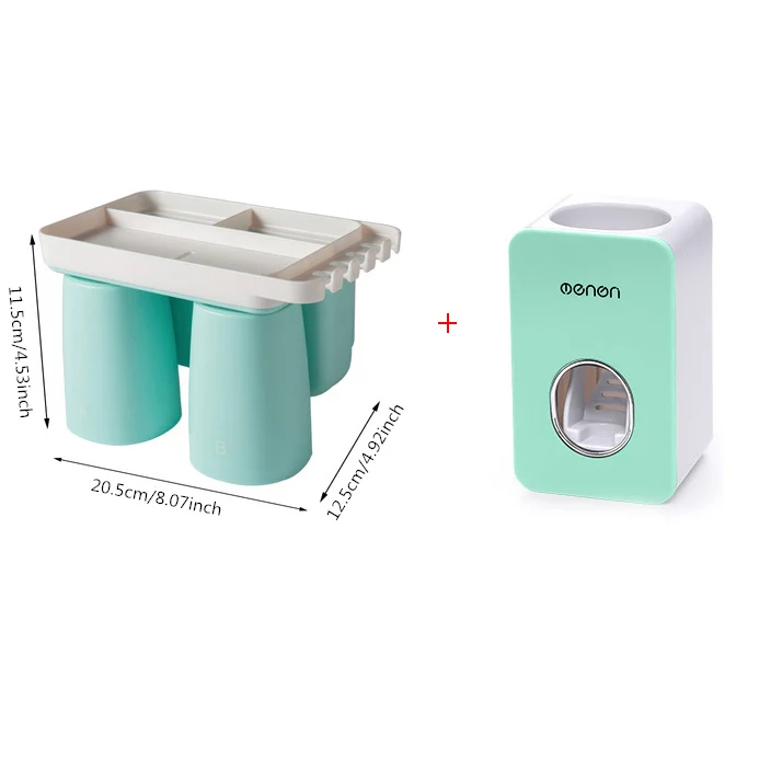 Green-2 Cups Set Держатель зубных щеток для ванной многофункциональный, большой емкости место зубная паста Аксессуары для ванной комнаты подходящая зубная паста диспенсер - Цвет: Green-2 Cups Set
