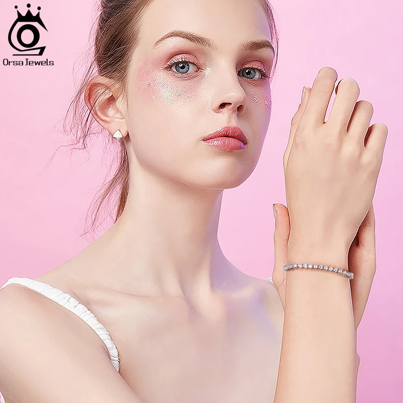 ORSA JEWELS 925 серебряный браслет для тенниса женщин 2 5/3 0 мм рамка с фианитами