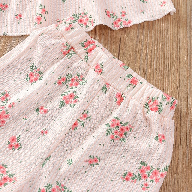 Одежда для малышей маленьких девочек топ без рукавов с цветочным рисунком + шорты