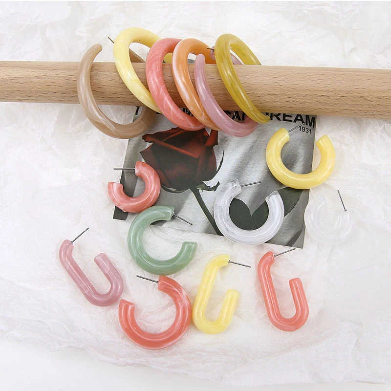 6 шт. новые винтажные серьги для женщин Корея простые уксусная кислота большие c