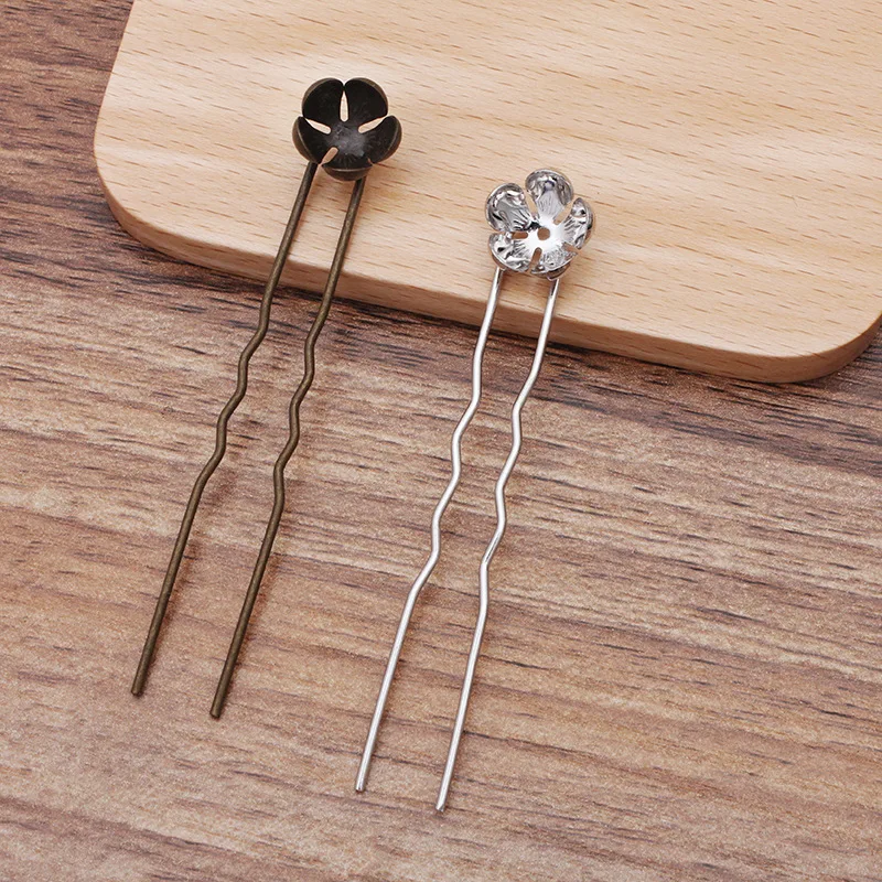 Зажим для волос с 3D цветами 12 Х5 мм|jewelry accessories|base for hair clipshairpin base |