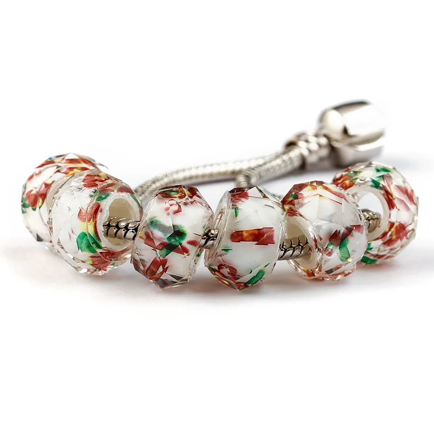 10 шт. в партии акриловые бусины с угловым цветком для лица подходят браслета Pandora