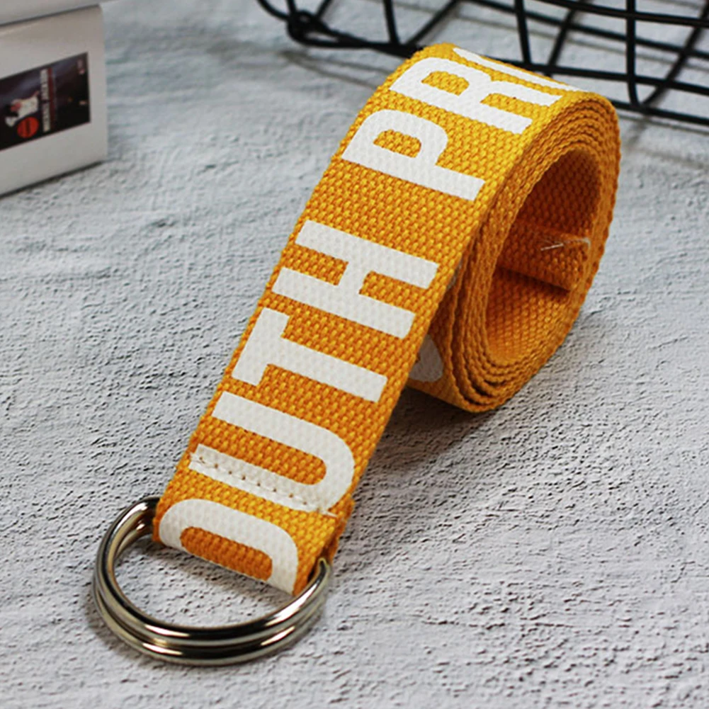

Letter Print Accessories D-Ring Buckle All Match Wear Resistant Women Belt Adult Casual Adjustable Wide Canvas Webbing