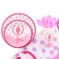 31pcset ballet girl theme disposable tableware birthday decoration baby shower plates napkins spoons tablecloths party supplies