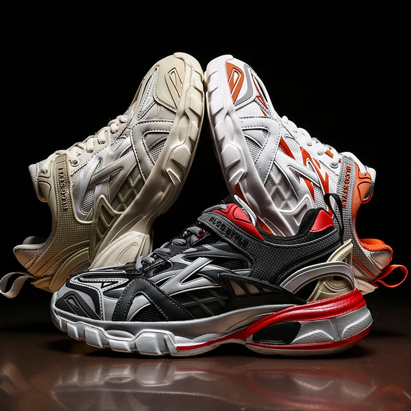 Мужская повседневная обувь из сетчатого материала черные белые кроссовки на