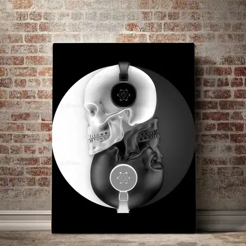 Черно-белая фотокартина на холсте абстрактный Скелет настенный плакат Скандинавская современная картина для декора гостиной