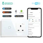 BSEED Wi-Fi выключатель света сенсорный настенный выключатель розетки Smart Великобритании стандартный переключатель кристалл стеклянная панель, белые, черные, золотые, 123 Gang 123 путь