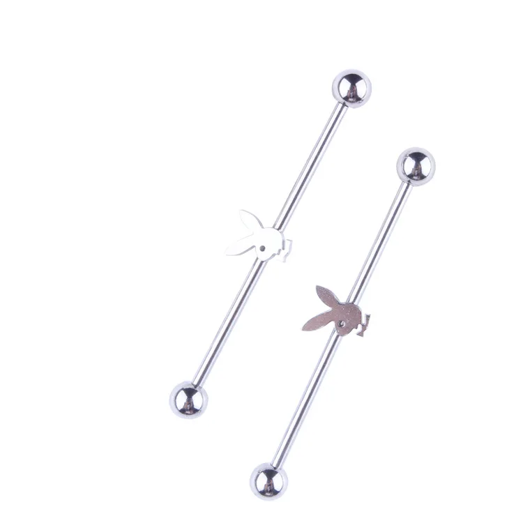 

Длинные серьги-штанги с кроликом из нержавеющей стали 316L, 1/2 шт.