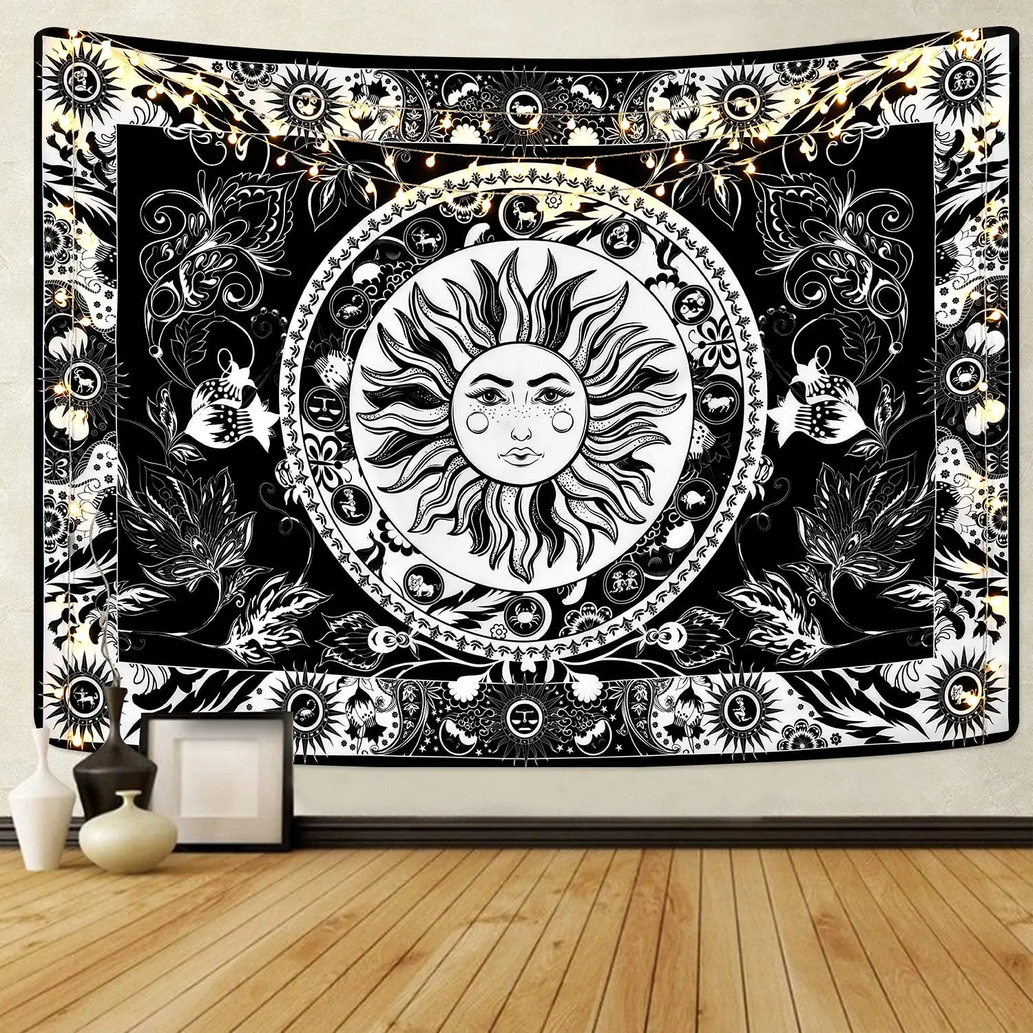 

Burning Sun Tapestry Flower Vines Tapestries Vintage Floral Tapestry Mystic Tapestry Hippie Tapestry Wall Hanging for Room