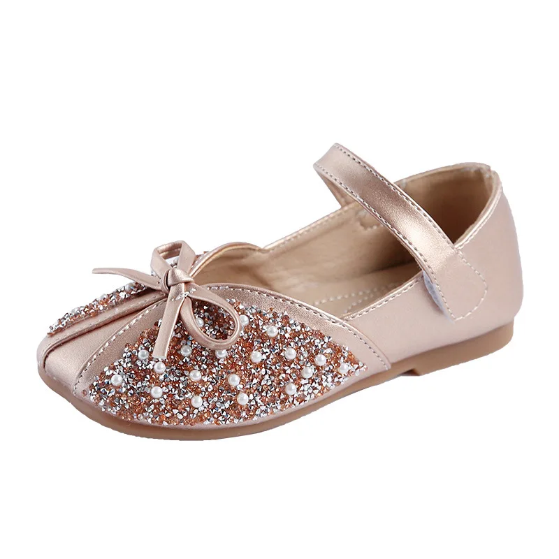 

Girl princess shoes autumn 2020 new Korean soft bottom diamond fashion magic stick leather shoes bow knot anti slip single shoes