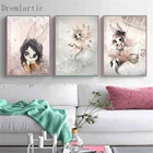 Ручная роспись Miss Rabbit декор для детской комнаты Холст плакат декоративная печать Настенная картина для гостиной #20-1005-01