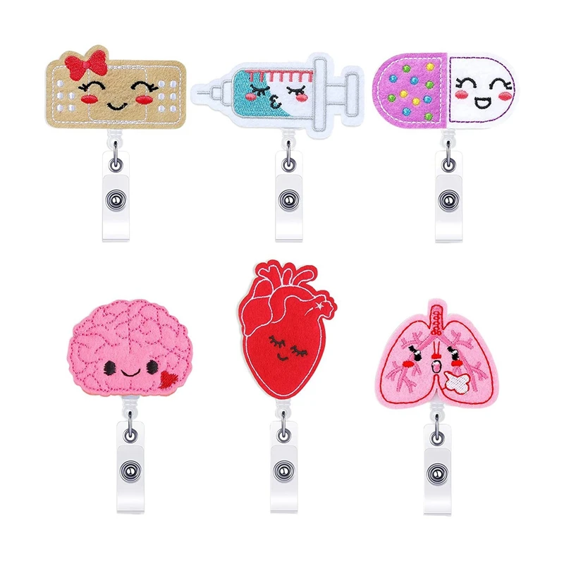 

Значок из фетра, медсестры, 6 шт., держатели значков, значок, катушка с зажимом крокодила для медсестры, учителя, студента