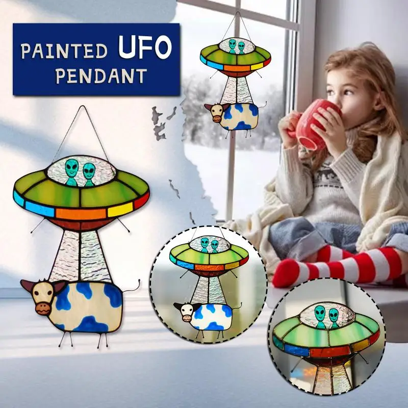 

Creative Shape-add Alien Cow Ornament Window Pendant Home Hanging Decoration Waterproof Outdoor Gardening Decorating Craft