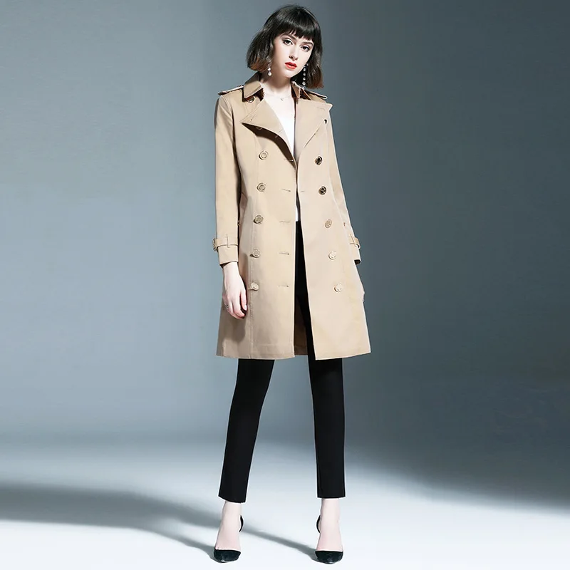 Женский демисезонный тренчкот BURDULLY модная повседневная облегающая двубортная