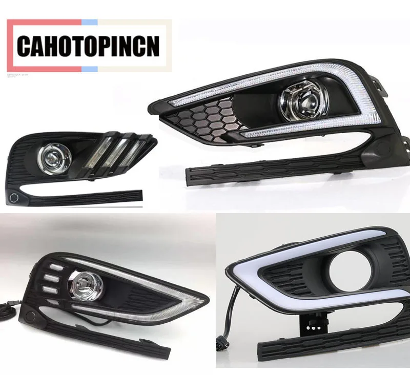 

New design and Turn Signal style Relay 12V car LED DRL Daytime Running Lights with fog lamp hole for Chevrolet Cruze 2016 2017