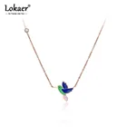 Цепочка-чокер Lokaer из нержавеющей титановой стали, ожерелье с цветной глазурью Колибри, ювелирное изделие, милая подвеска, колье для девушек, N19054