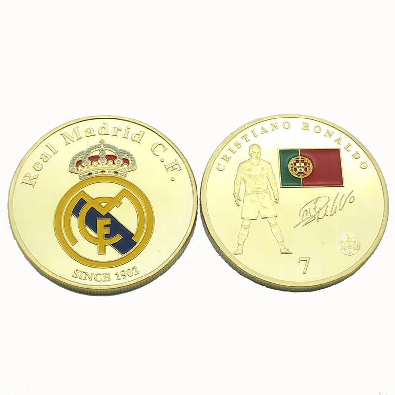 

5PCS/Lots World Cup Football Star Badge Coins Sport 24K Real Gold Plated Soccer Player Souvenir Decoration Coin
