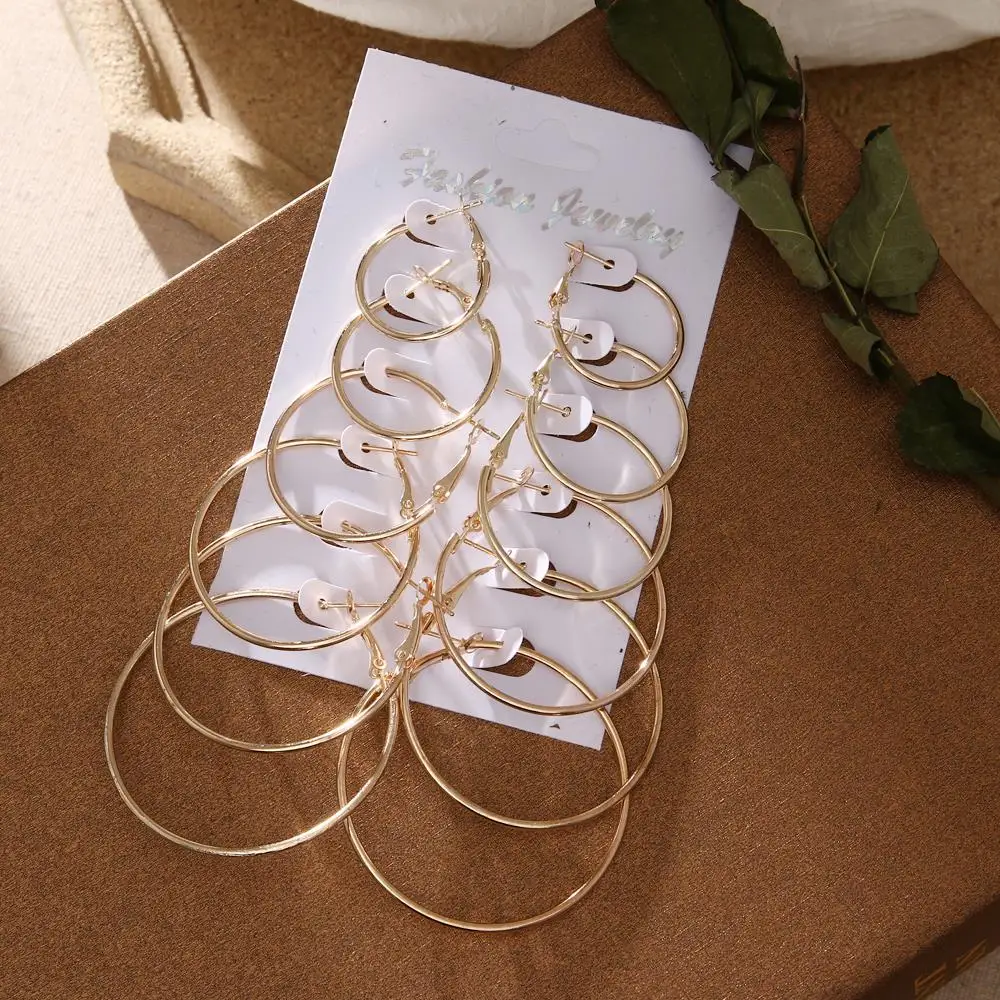 RscvonM серьги кольца набор большие круглые модные ювелирные изделия для женщин