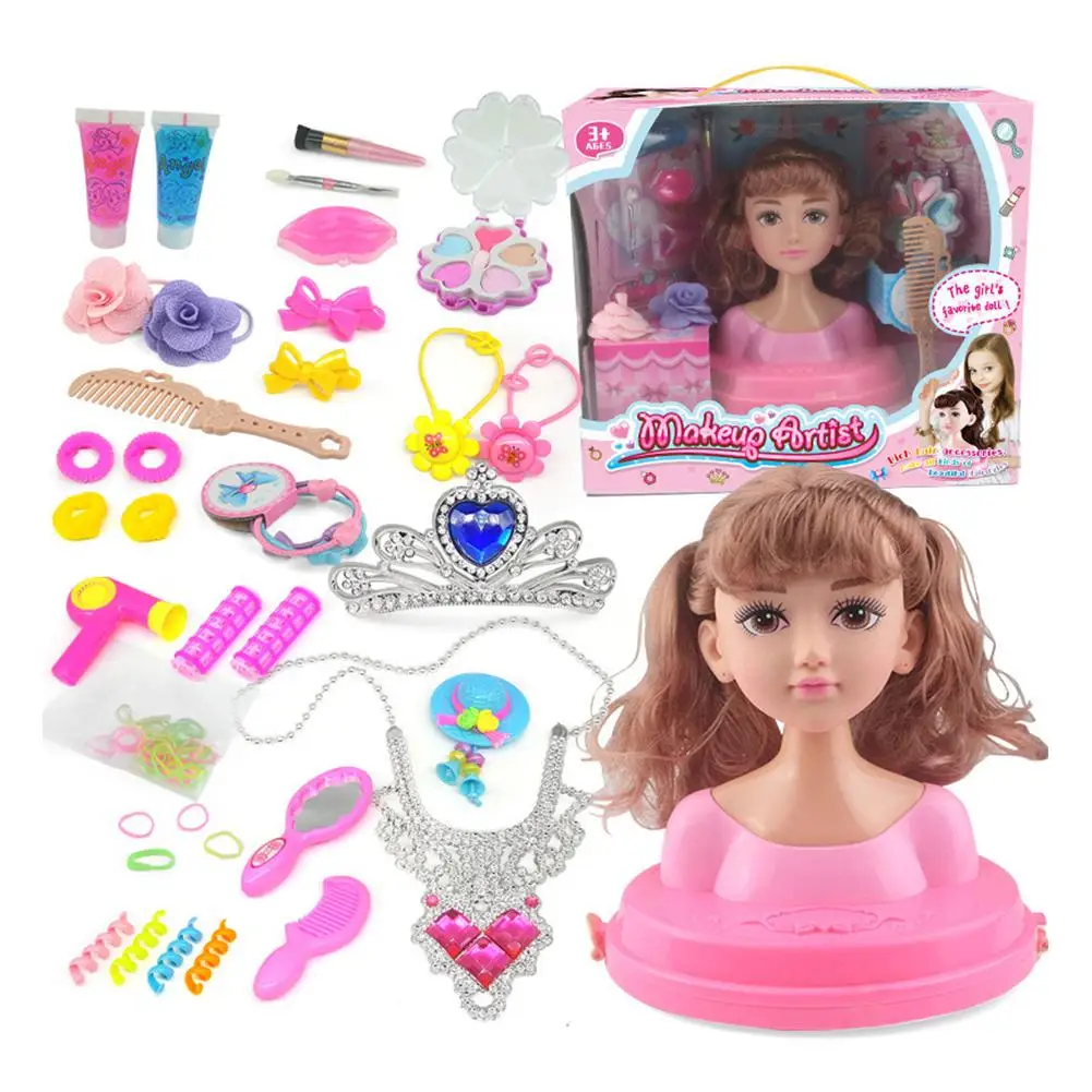 Светло-зеленый Макияж кукла голова девушки Playset с красоты и модные аксессуары - Цвет: Светло-зеленый