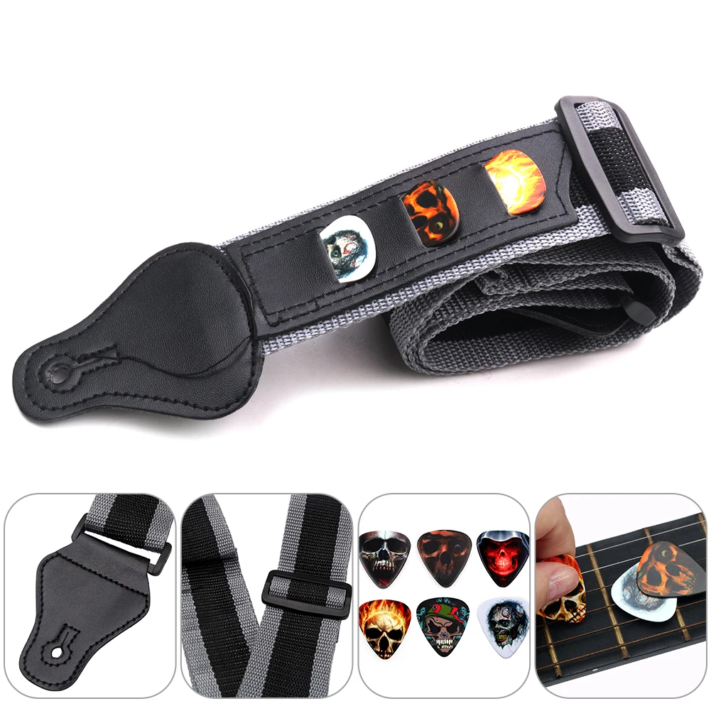 einstellbare elektrische gitarre strap mit 3 gitarre picks halter akustische gitarre bass strap gürtel tasche mit 6 picks zubehör free globa