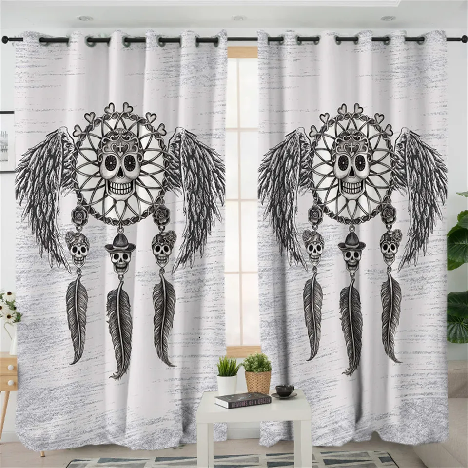Постельные принадлежности Outlet Sugar Skull гостиная занавеска Dreamcatcher занавеска Декор для спальни готический ретро обработка окна портьеры 1 шт