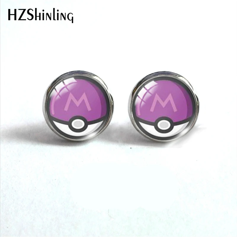 Pokeball покебол Пикачу Япония Аниме стеклянный купол круглые милые серьги-гвоздики Pokeball узор ручной работы ювелирные изделия серьги - Окраска металла: 6