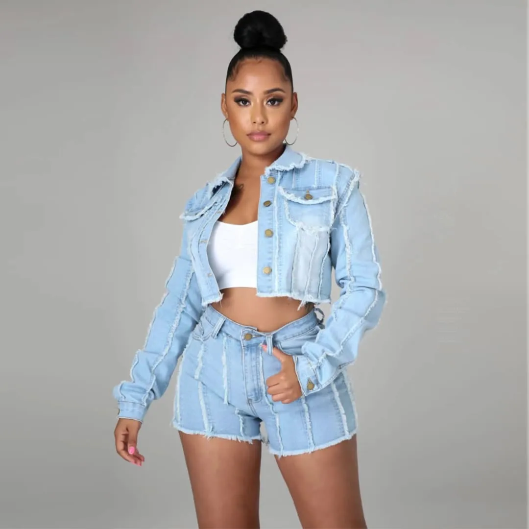 

Женская джинсовая куртка, Повседневная Свободная джинсовая куртка в стиле ретро с длинным рукавом и отложным воротником на весну и осень, и...