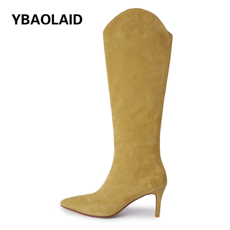 

All-match Pointed Toe Sleeve Elegant Knight Boots 2021 New Stiletto Heel Simple Winter Casual High Heel Knee-length Boots