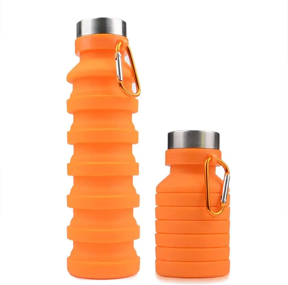 

550 Ml Portable Silicone Water Bottle Retractable Folding Coffee Bottle E Outdoor Travel Tool Collapsible Sport Bottles