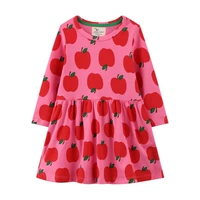 jumping meters new arrival apples print princess party dresses autumn spring girls cotton costume hot selling baby birthday wear