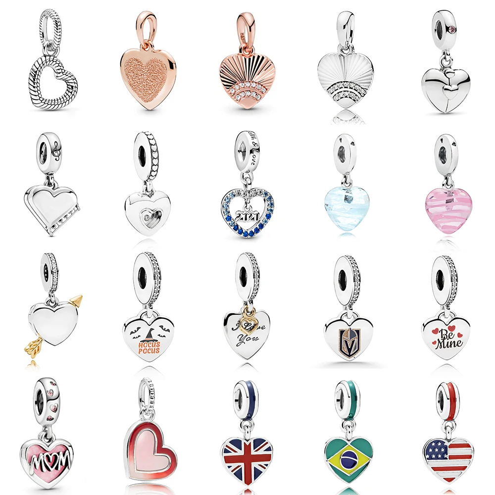 

Pan High Quality 1:1 925 Sterling Silver Pendant Love Heart Flag Shape Women's Charm Free Shipping