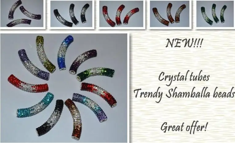 

jt56e mixed multi color micro pave long bending tube crystal crystal beads gradual change bead for bracelet